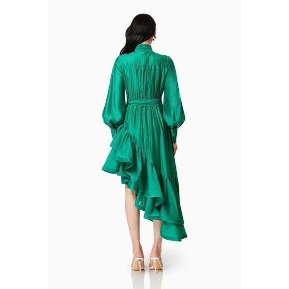ELLIATT Honeymoon Long Sleeve Maxi Dress Green Asymmetric Dress Size S NWT$350 - Picture 5 of 10